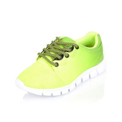 Boys lime green faded trainers